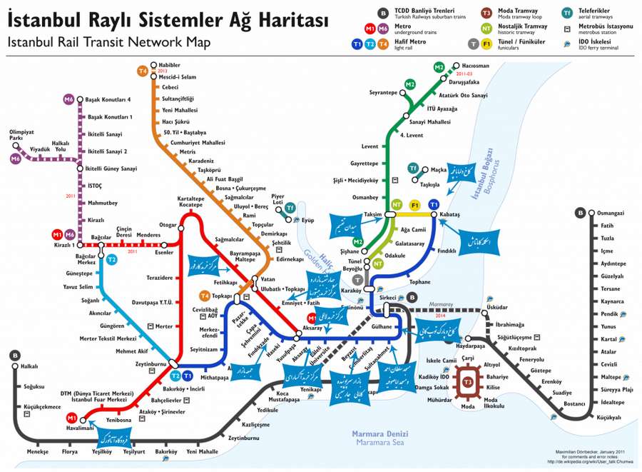 نقشه خطوط ریلی استانبول